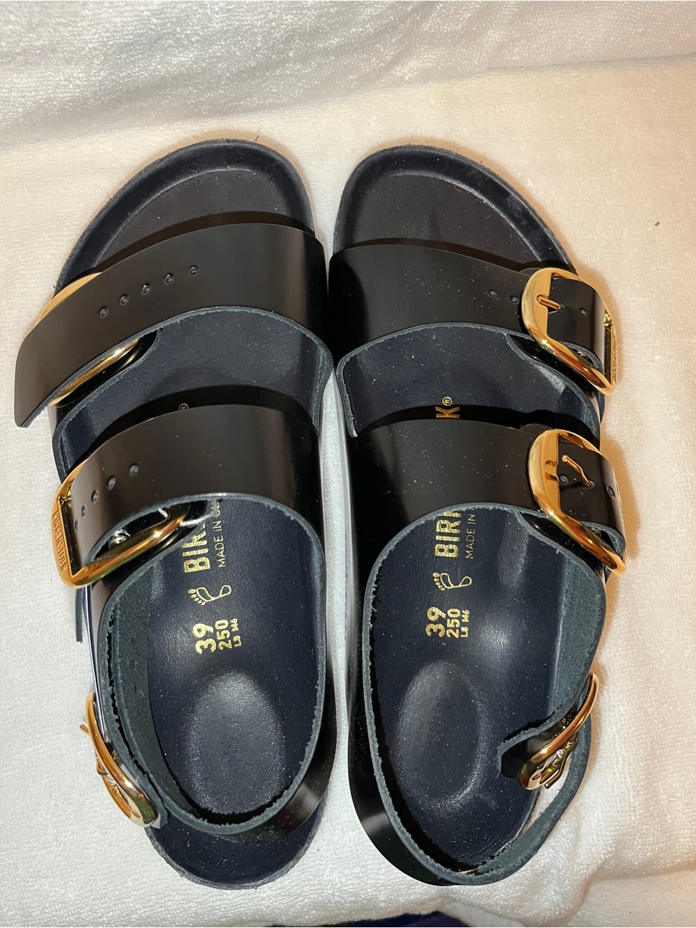 NWT - Birkenstock Milano Big Buckle Black Patent Leather Sandals - EU 39 - Picture 4 of 13